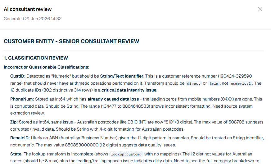 AI consultant review screenshot